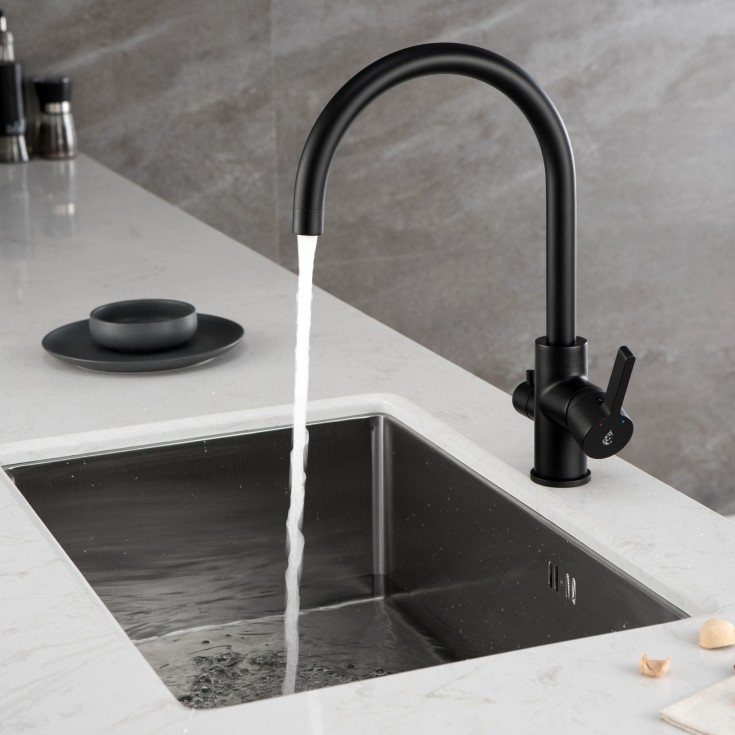 Bathlife Ocean kjøkkenarmatur, med avstengning, matt sort