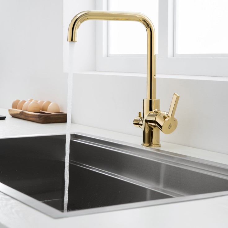 Bathlife Atlant kjøkkenarmatur, med avstengning, gull