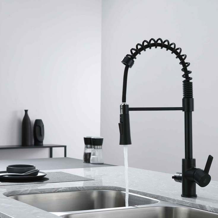 Bathlife Hav kjøkkenarmatur, med avstengning, matt sort