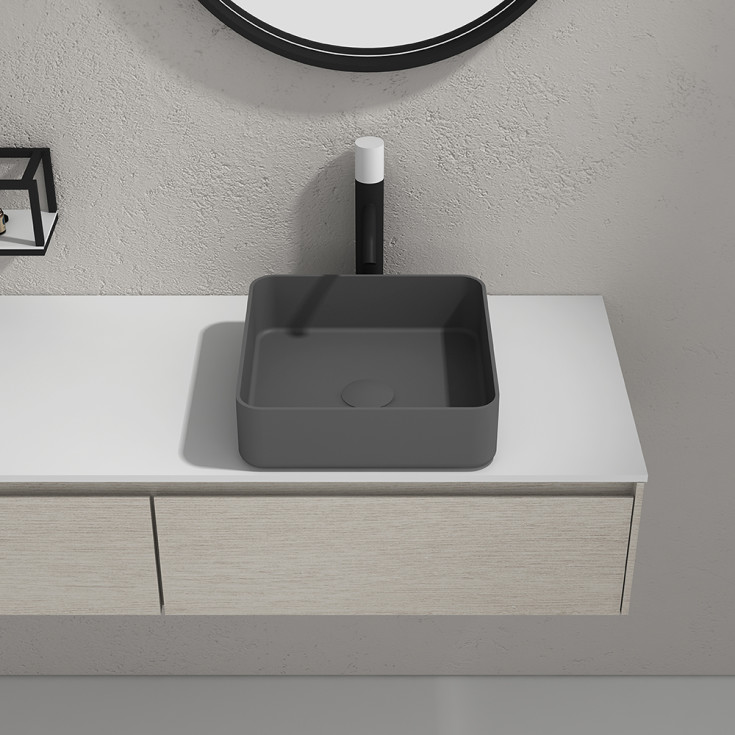 Bathlife Stark toppmontert servant, 38x38 cm, grå