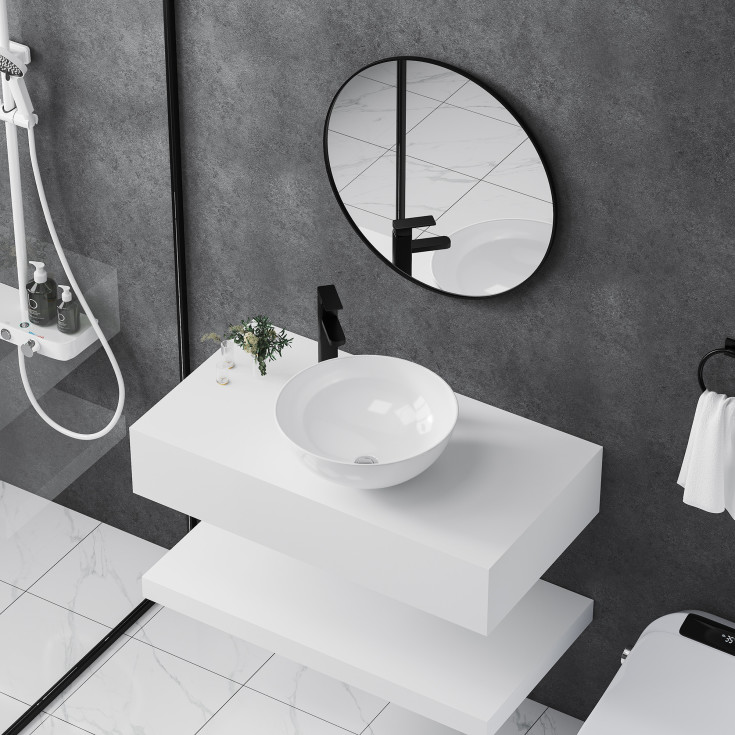 Bathlife Kläm toppmontert servant, Ø42 cm, hvit