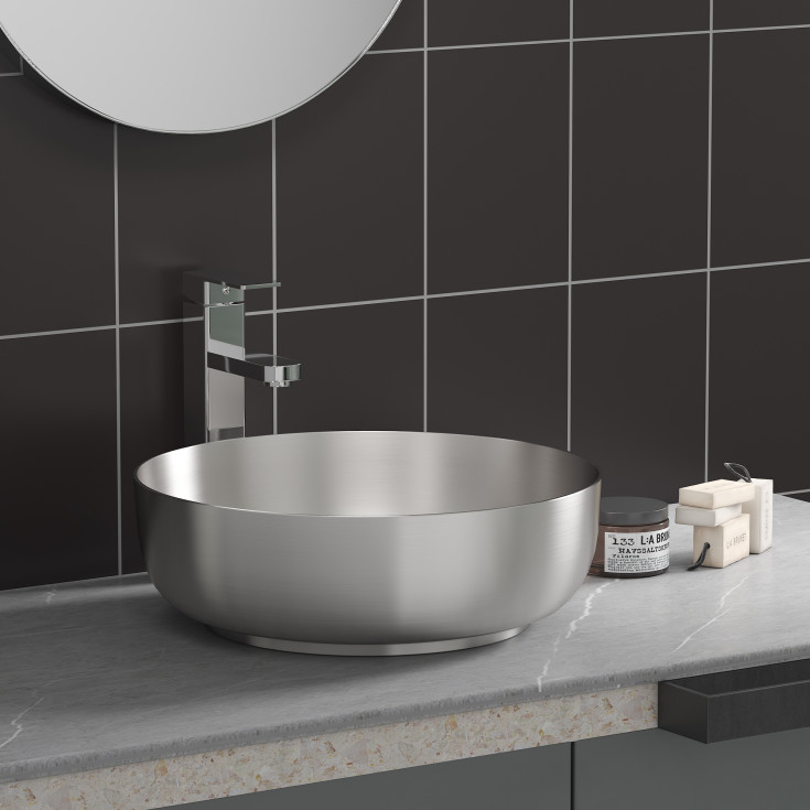 Bathlife Klenod toppmontert servant, Ø40,6 cm, børstet nikkel
