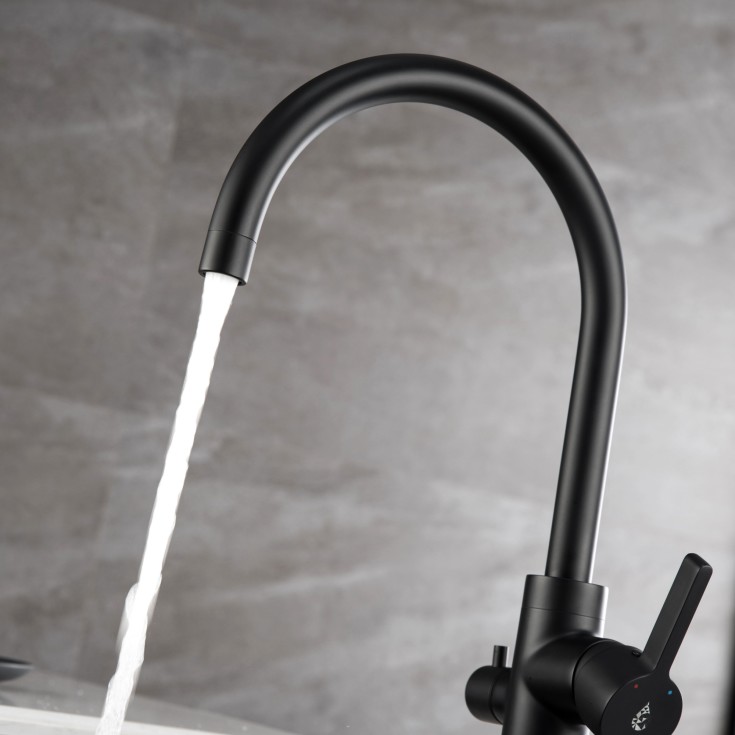 Bathlife Ocean kjøkkenarmatur, med avstengning, matt sort