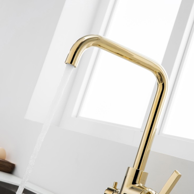 Bathlife Atlant kjøkkenarmatur, med avstengning, gull