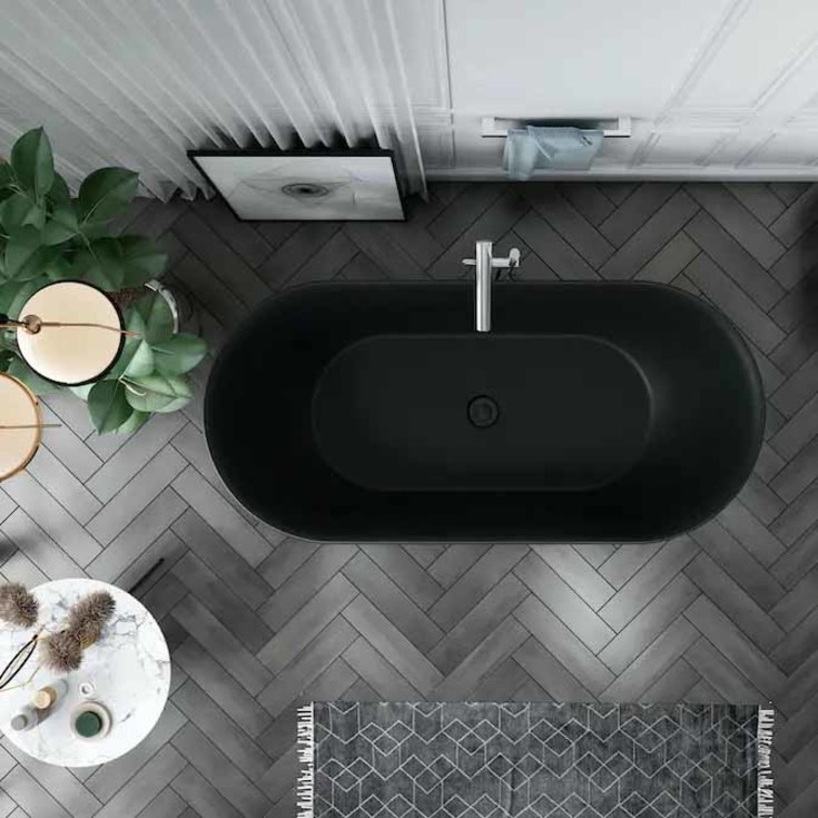 Bathlife Soft badekar, 160x75 cm, svart