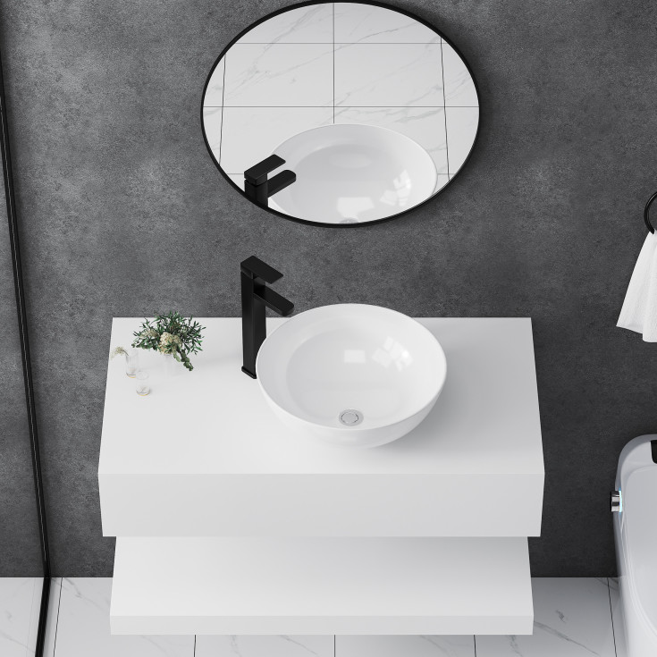 Bathlife Kläm toppmontert servant, Ø42 cm, hvit