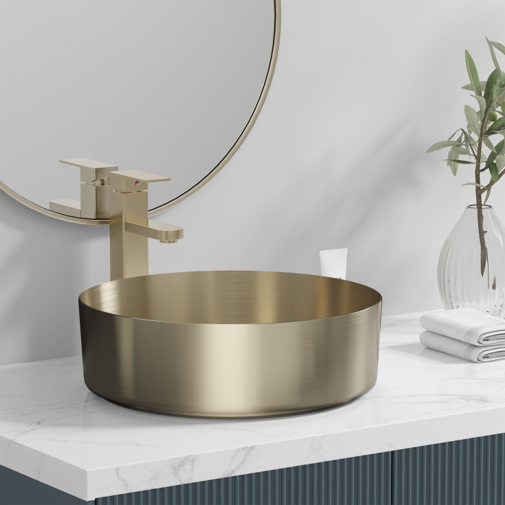 Bathlife Juvel toppmontert servant, Ø40,6 cm, børstet gull