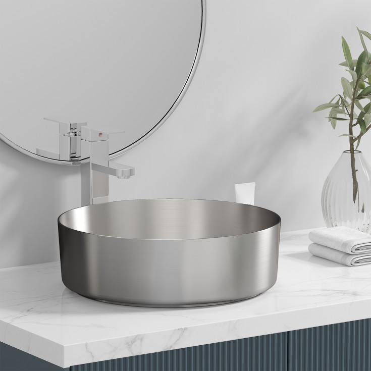 Bathlife Juvel toppmontert servant, Ø40,6 cm, børstet nikkel