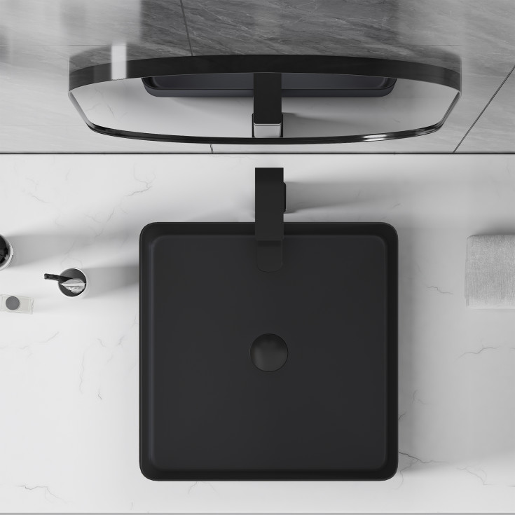 Bathlife Skatt toppmontert servant, 40,6x40,6 cm, sort matt