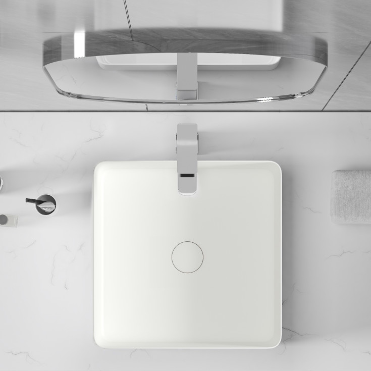 Bathlife Skatt toppmontert servant, 40,6x40,6 cm, hvit matt