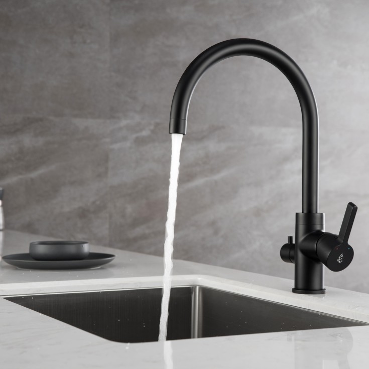 Bathlife Ocean kjøkkenarmatur, med avstengning, matt sort