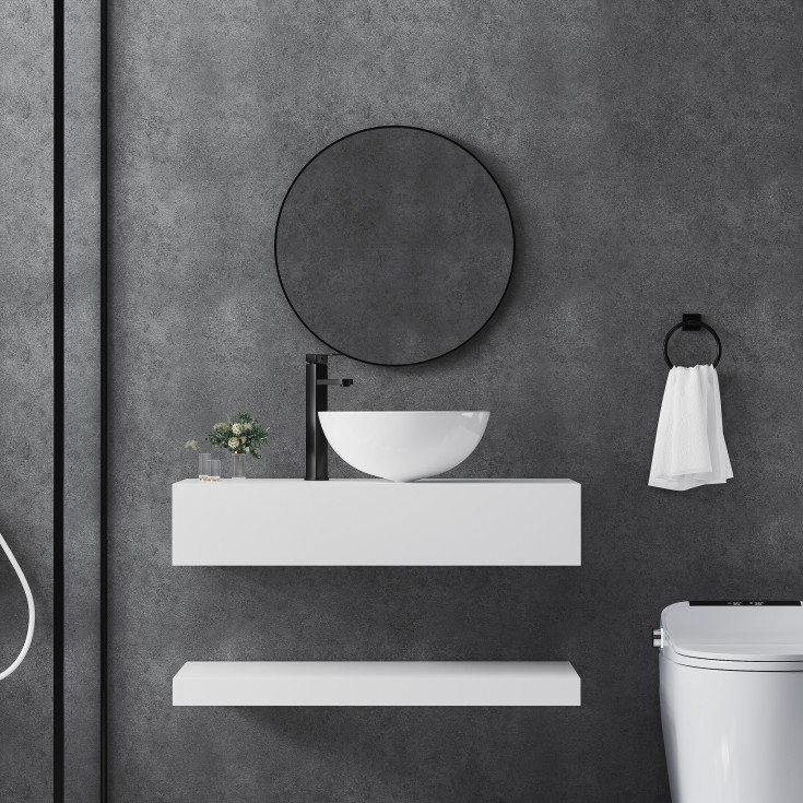 Bathlife Kläm toppmontert servant, Ø42 cm, hvit