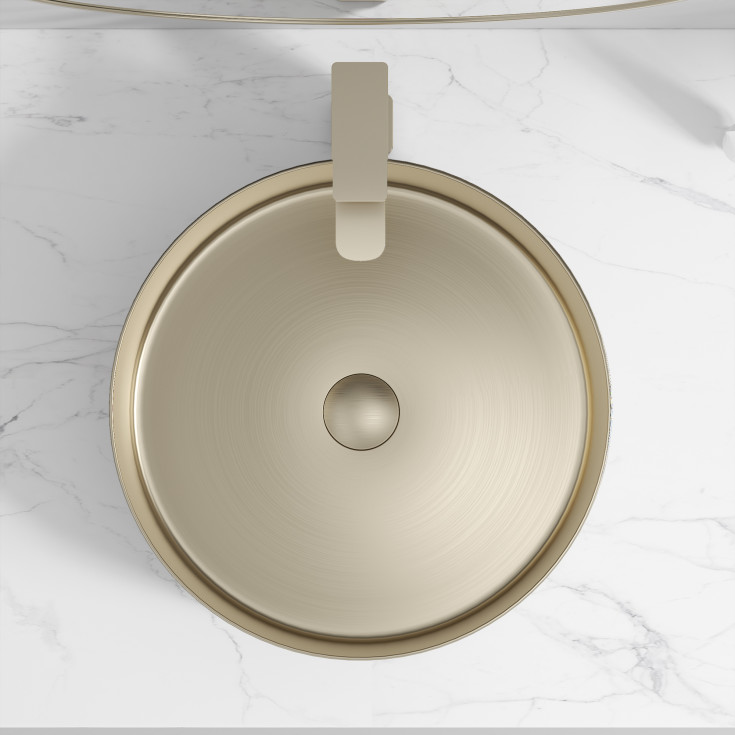 Bathlife Juvel toppmontert servant, Ø40,6 cm, børstet gull