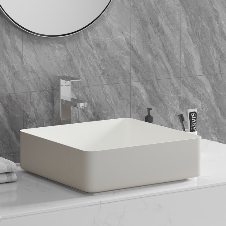 Bathlife Skatt toppmontert servant, 40,6x40,6 cm, hvit matt
