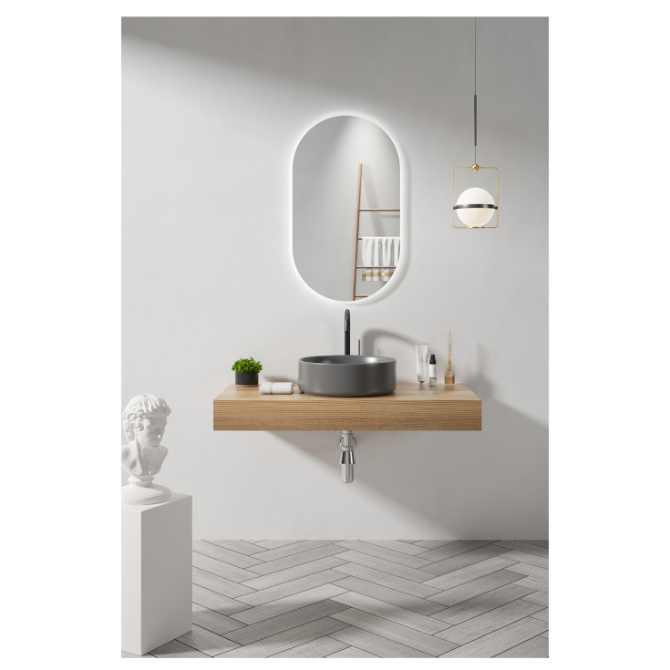 Bathlife Grund toppmontert servant, Ø40,5 cm, grå