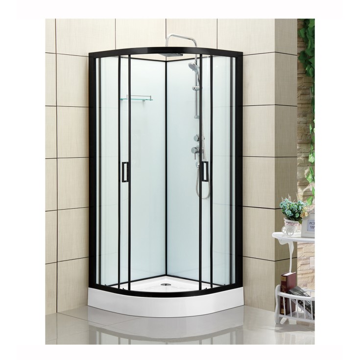 Bathlife Kyffe Dusjkabinett, 90x90 cm, Sort Matt/Klart Glass