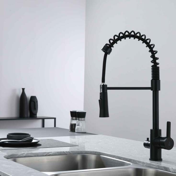 Bathlife Hav kjøkkenarmatur, med avstengning, matt sort