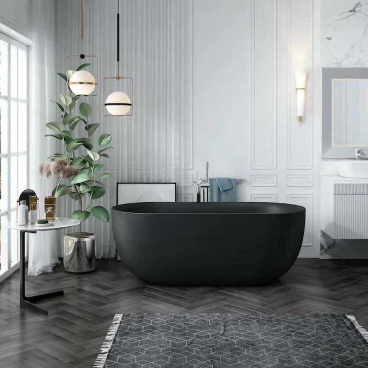 Bathlife Soft badekar, 160x75 cm, svart
