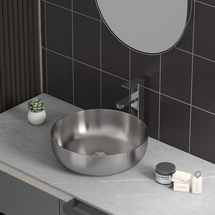 Bathlife Klenod toppmontert servant, Ø40,6 cm, børstet nikkel