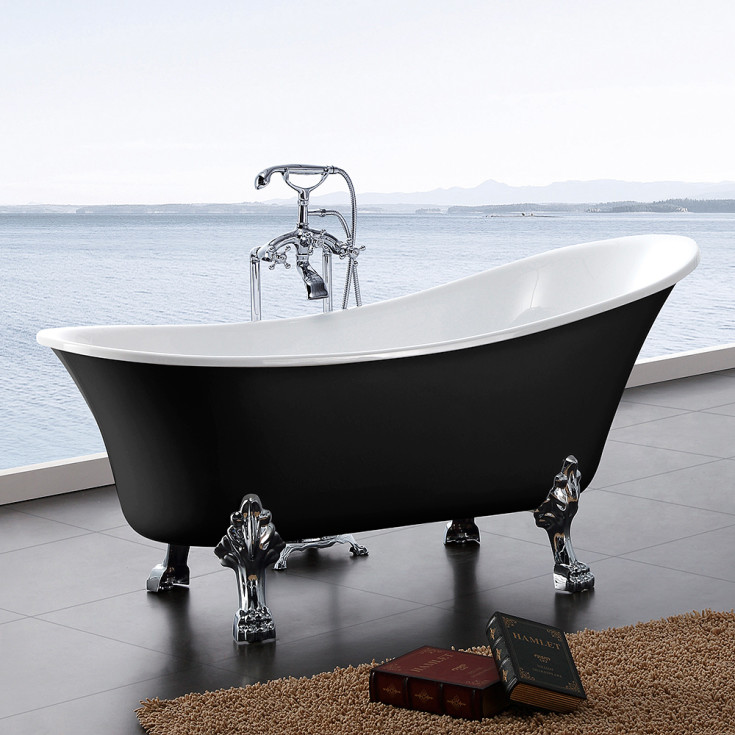 Bathlife Fossing badekar, 162x71 cm, sort