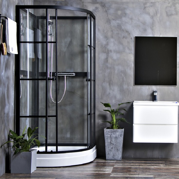 Bathlife Betrakta Dusjkabinett, 90x90 cm, Sort Matt/Klart Glass