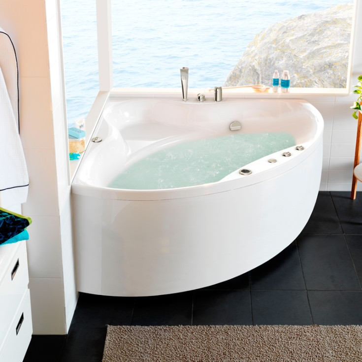 Westerbergs Ocean 150C Executive boblebad, hjørne, 1467x1467 mm, akryl, hvit