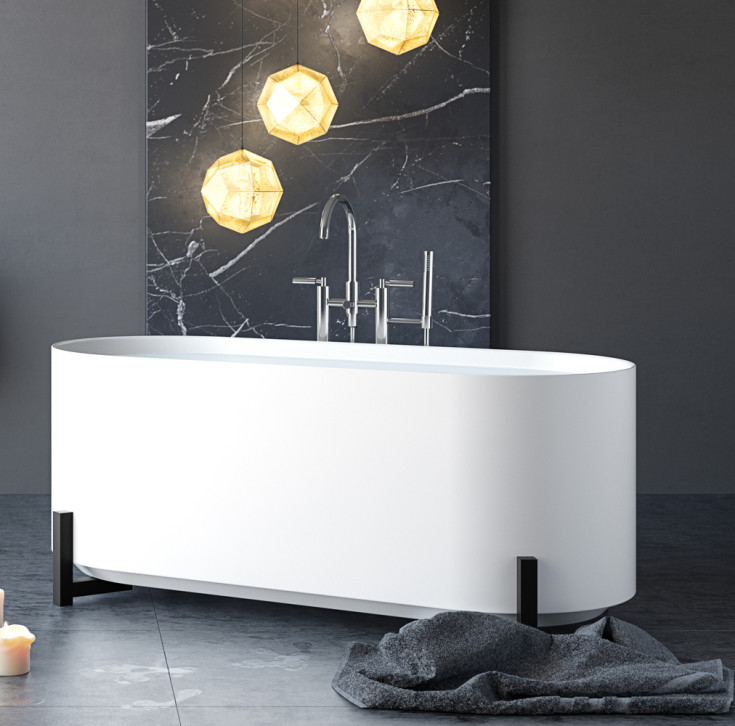 Westerbergs Vik badekar, 1600x700 mm, solid surface, hvit matt