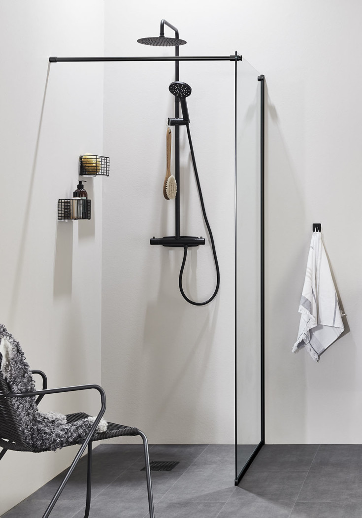 Noro Studio komplett dusjsett, Ø200 mm, Sort