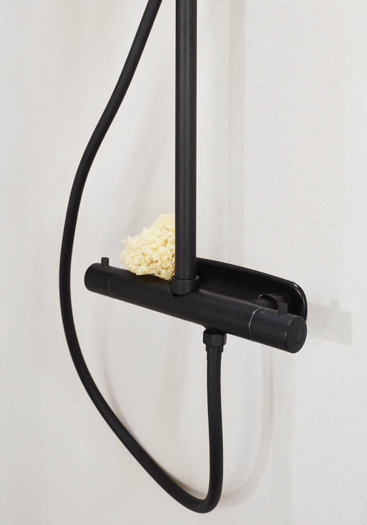 Noro Studio komplett dusjsett, Ø200 mm, Sort