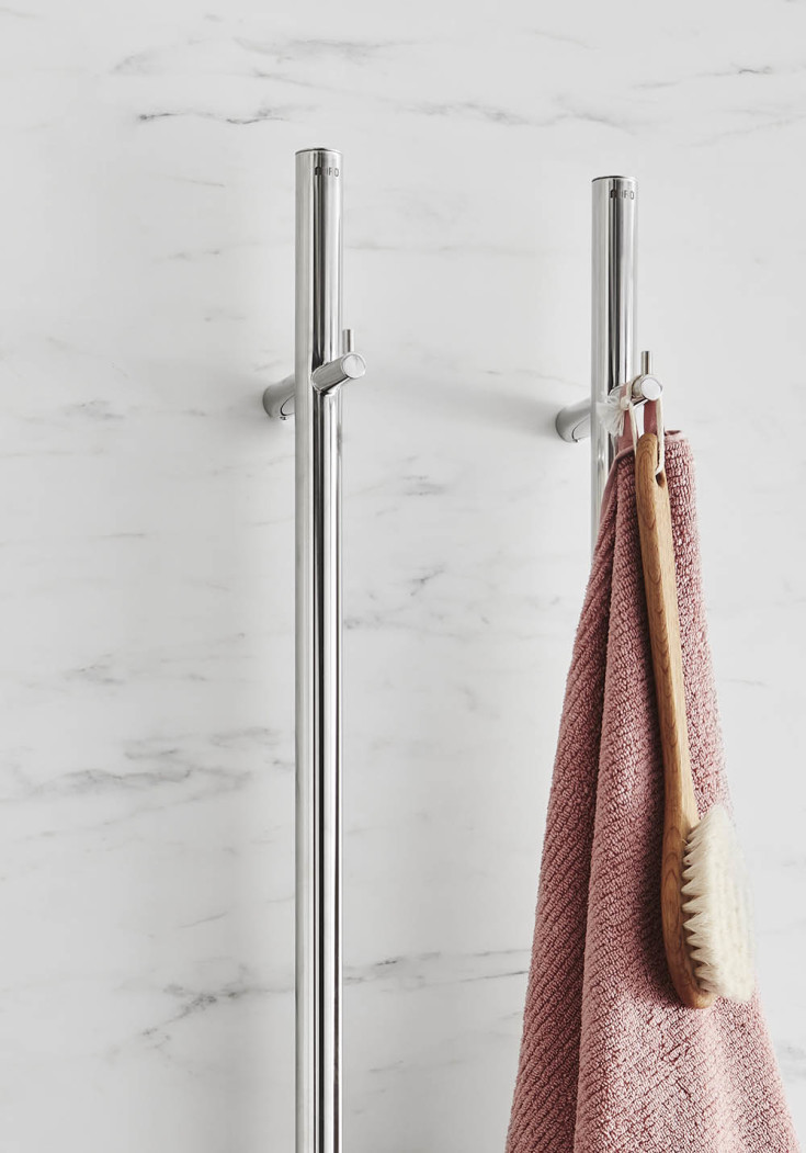 Noro Uno el-håndklædetørrer, 1480x75 mm, poleret rustfrit stål