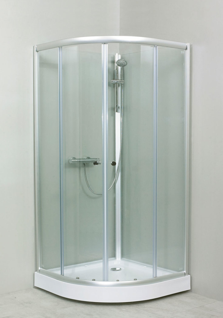 Noro Lake dusjkabinett, 90x90 cm, klart glass, aluminium profil