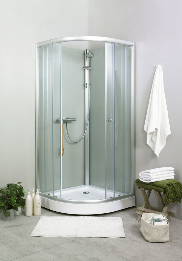Noro Lake dusjkabinett, 90x90 cm, klart glass, aluminium profil