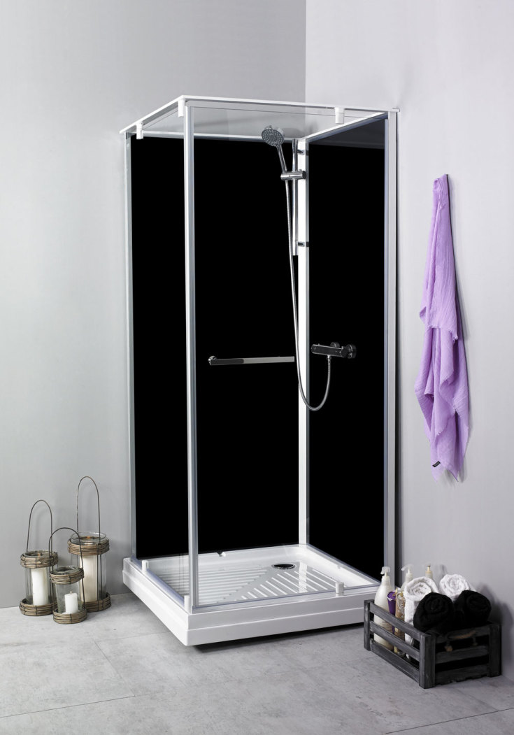 Noro Ocean dusjkabinett, 80x80 cm, klart glass, aluminium profil