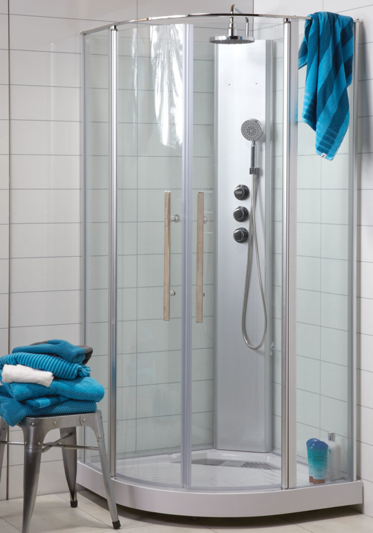 Noro Wave dusjkabinett, 90x90 cm, klart glass, aluminium profil