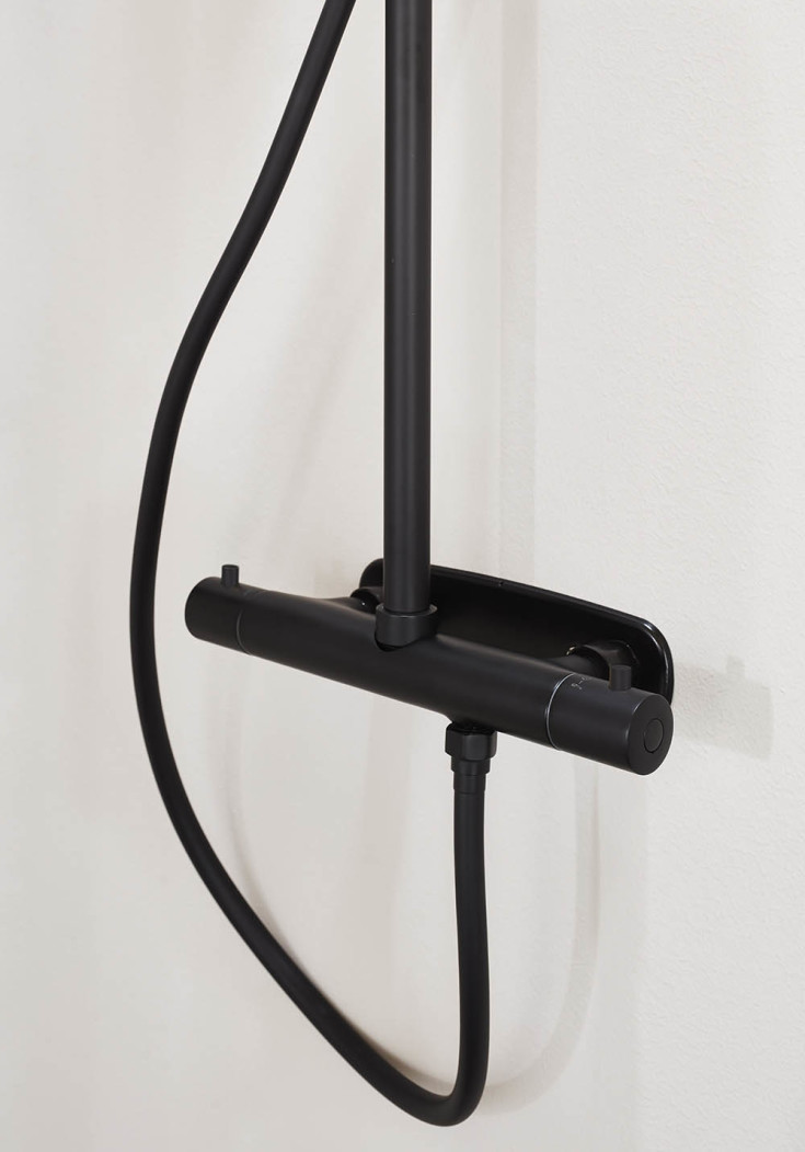 Noro Studio komplett dusjsett, Ø200 mm, Sort