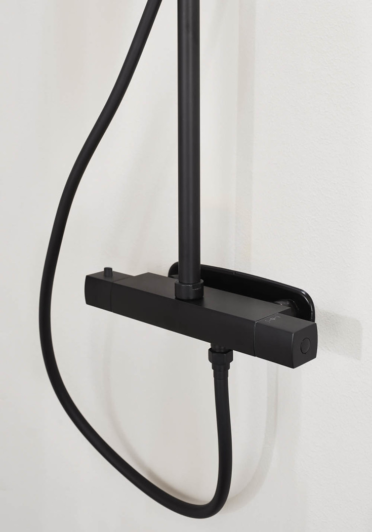 Noro City komplett dusjsett, Ø200 mm, Sort