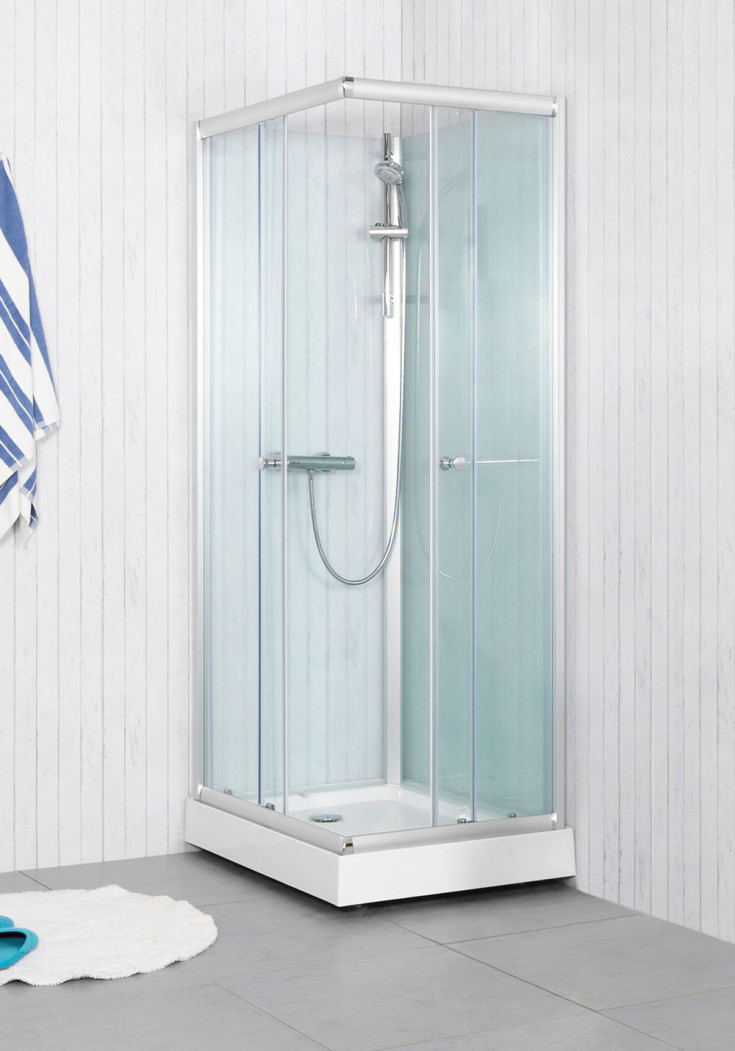 Noro Lake dusjkabinett, 70x90 cm, klart glass, aluminium profil