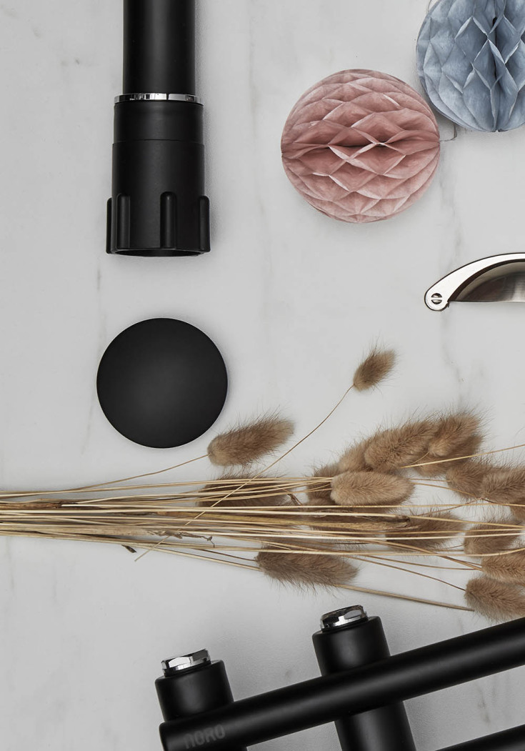 Noro bunnventil, push-open, Sort