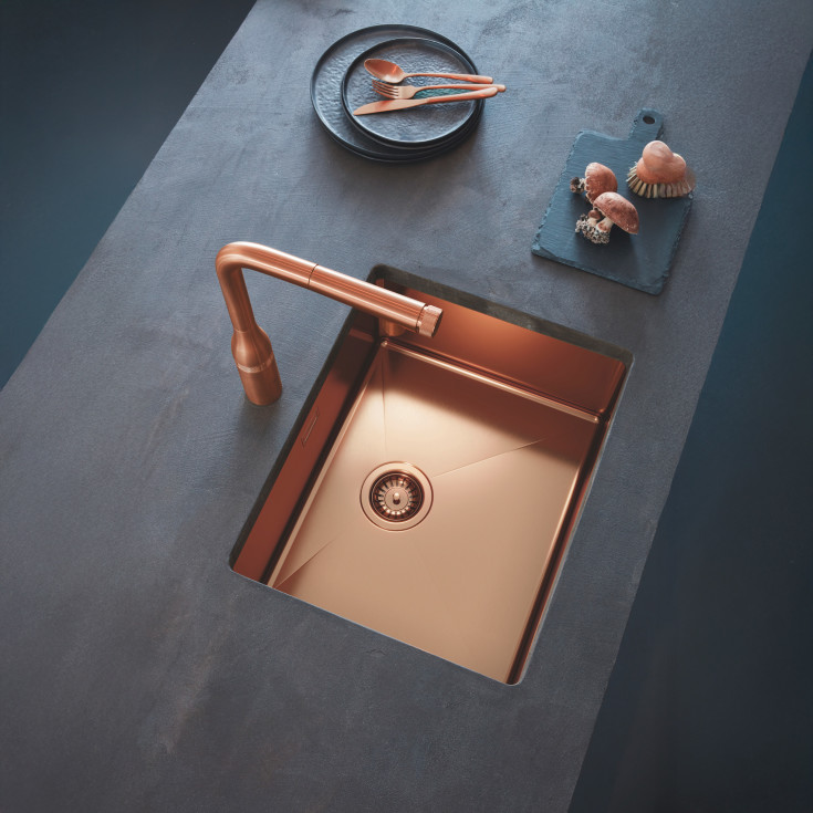 K700 køkkenvask, 45x55 cm, kobber