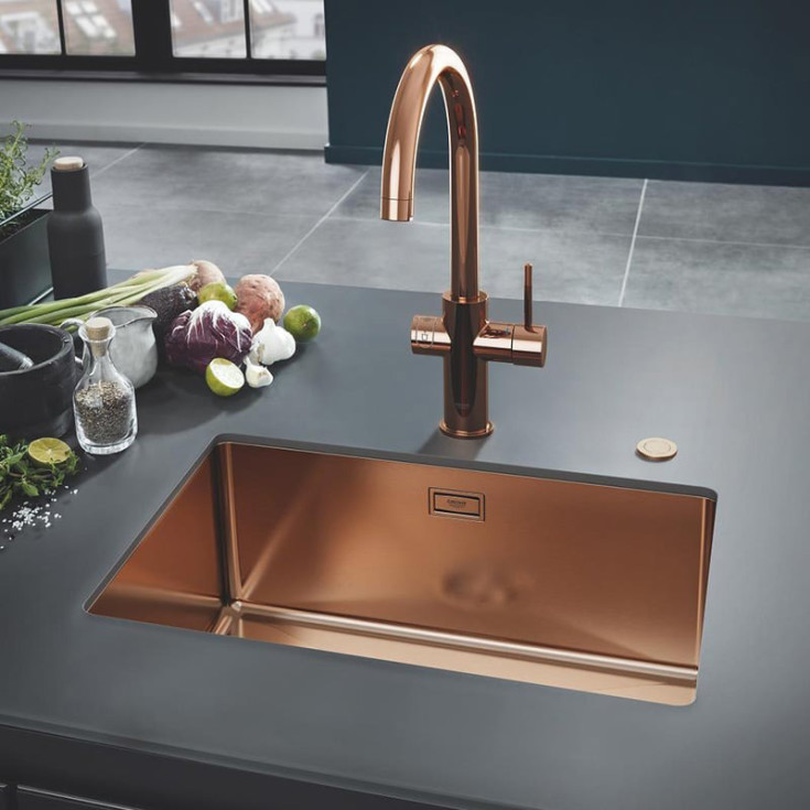 K700 køkkenvask, 45x55 cm, kobber