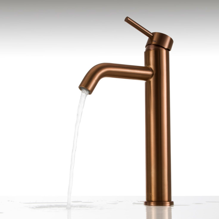 Scandtap Wave High håndvaskarmatur, børstet kobber