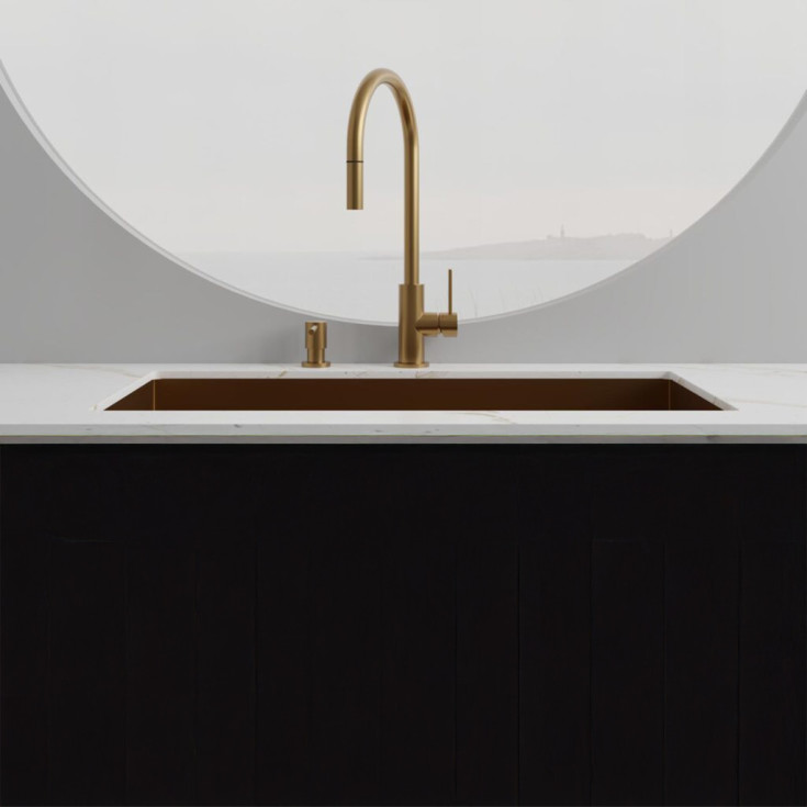 Scandtap Accent køkkenarmatur, udtrækstud, børstet messing