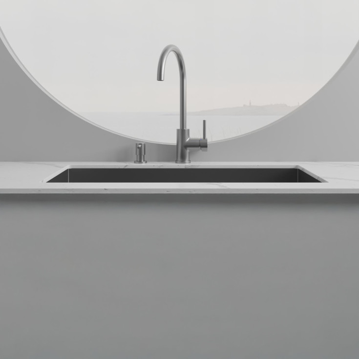 Scandtap Curve køkkenarmatur, børstet stål