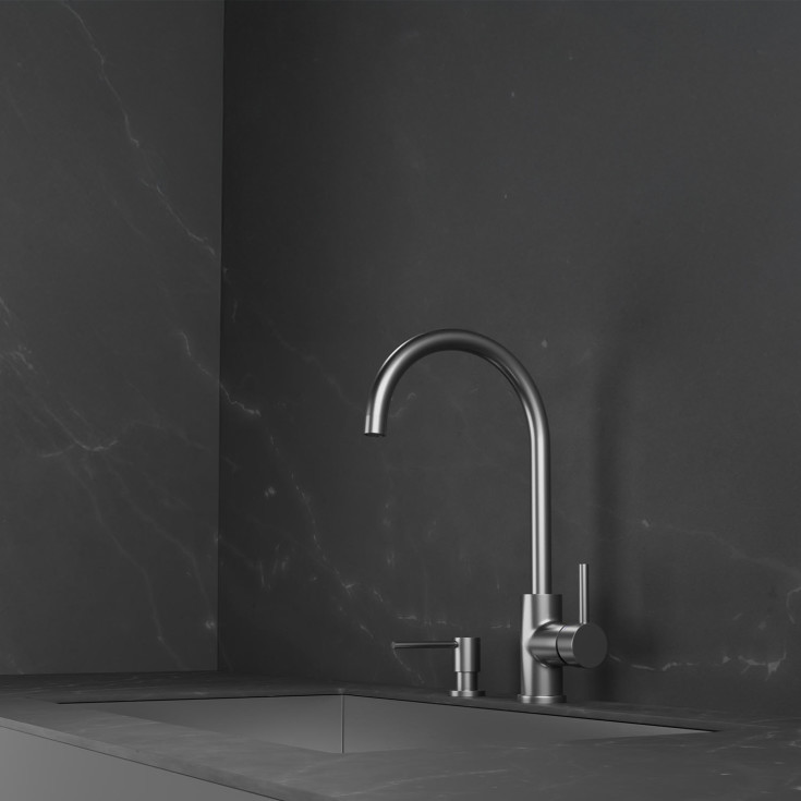 Scandtap Curve køkkenarmatur, børstet stål