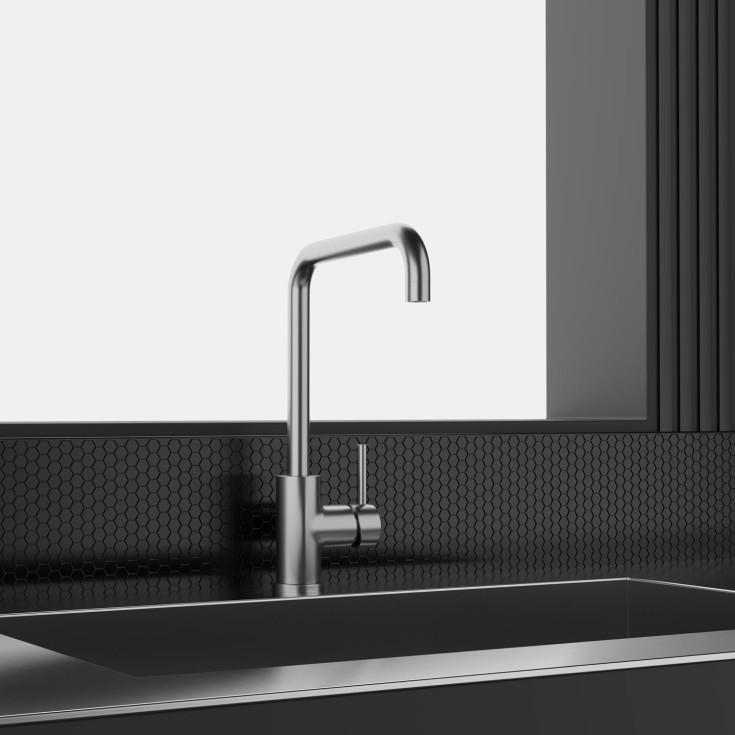 Scandtap Square køkkenarmatur, børstet stål