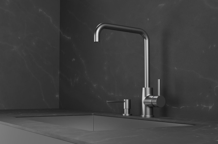 Scandtap Square køkkenarmatur, børstet stål