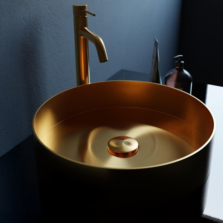 Scandtap Rare R håndvask, Ø37,5 cm, børstet messing