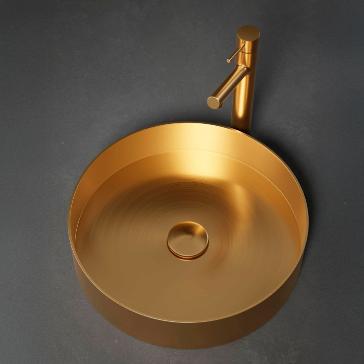 Scandtap Rare R håndvask, Ø37,5 cm, børstet messing