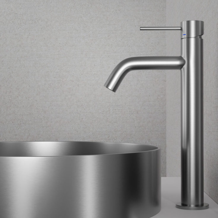 Scandtap Rare R håndvask, Ø37,5 cm, børstet rustfrit stål