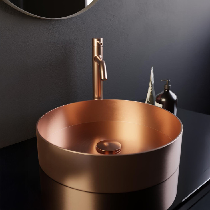 Scandtap Rare R håndvask, Ø37,5 cm, børstet kobber